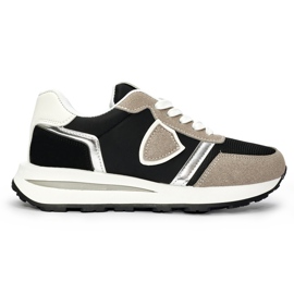 Chaussures de sport femme noires et beiges