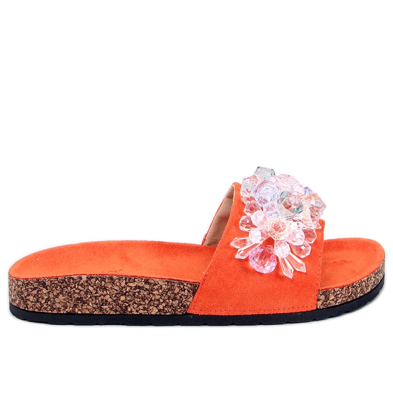 Tongs en liège avec pierres Maliv Orange