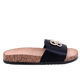 Ibanei Tongs en liège noir avec strass