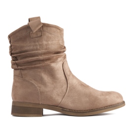 Bottines froissées beiges en daim