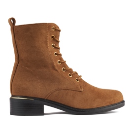 Bottines femme marron à lacets et talon bas brun