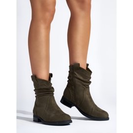 Bottines en daim à volants vert foncé