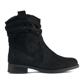 Bottines froissées noires en daim le noir