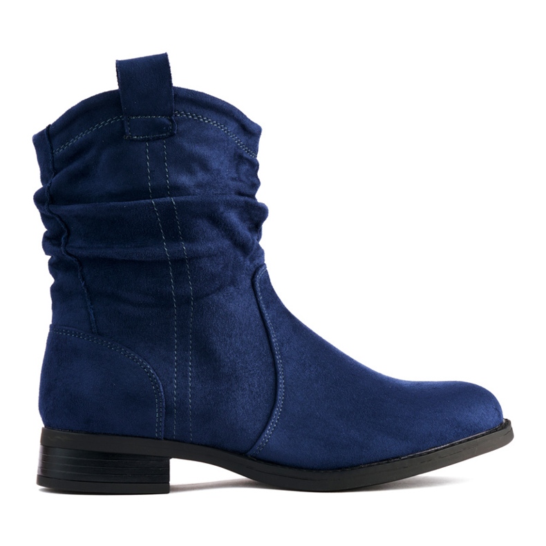 Bottines plates en daim bleu marine