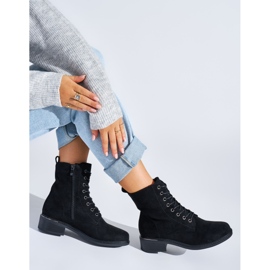 Bottines femme noires à lacets et talon bas le noir