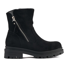 Bottines noires pour femmes avec fermeture éclair décorative le noir