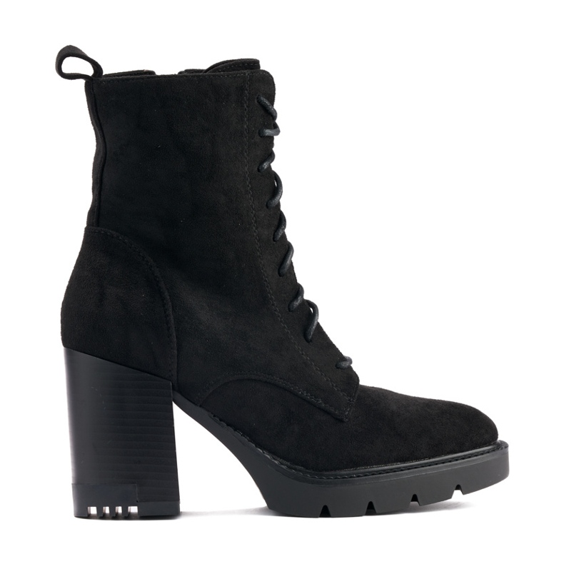 Bottines à lacets en daim noir le noir