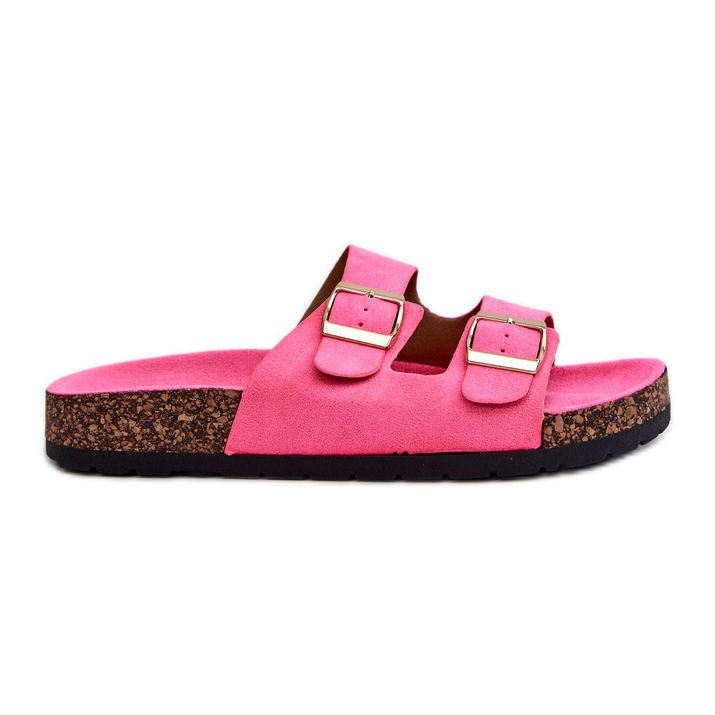 Tongs slip-on pour femmes avec semelle en liège, rose fluo, Cortina