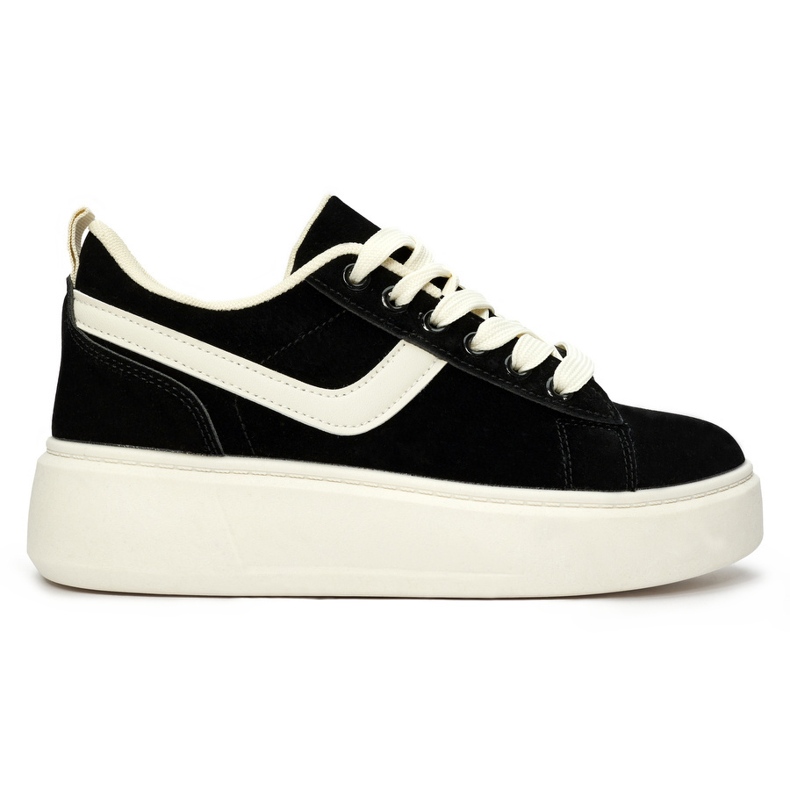 Chaussures plateforme femme en daim noir le noir