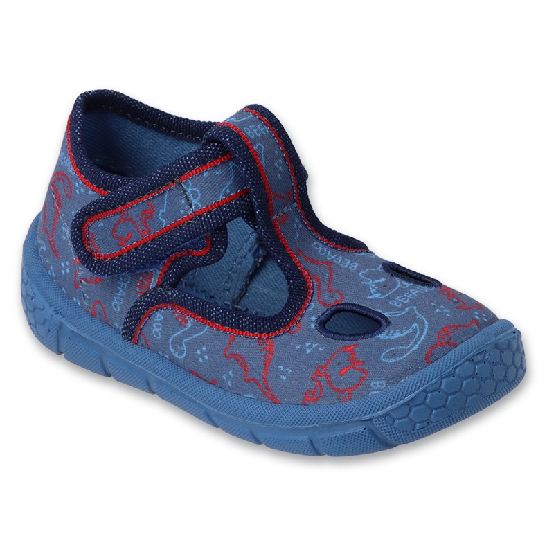 Chaussons enfants Befado avec Velcro, fond élastique 630P016 bleu