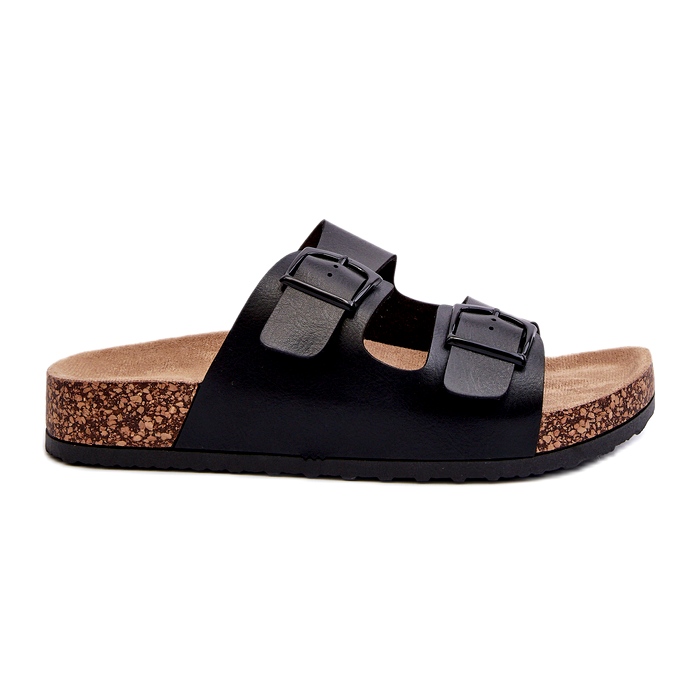 Evento Tongs pour femmes sur plateforme en liège avec boucles, noir Klinesta le noir Evento Tongs pour femmes sur plateforme en liège avec boucles, noir Klinesta le noir