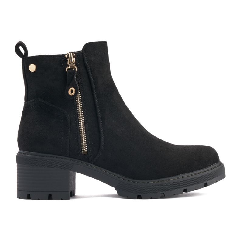 Bottines noires pour femmes avec fermeture éclair décorative le noir