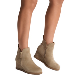 Bottines compensées beiges pour femme