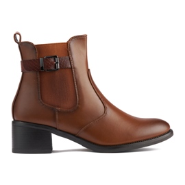 Bottines à talons bas pour femme marron brun