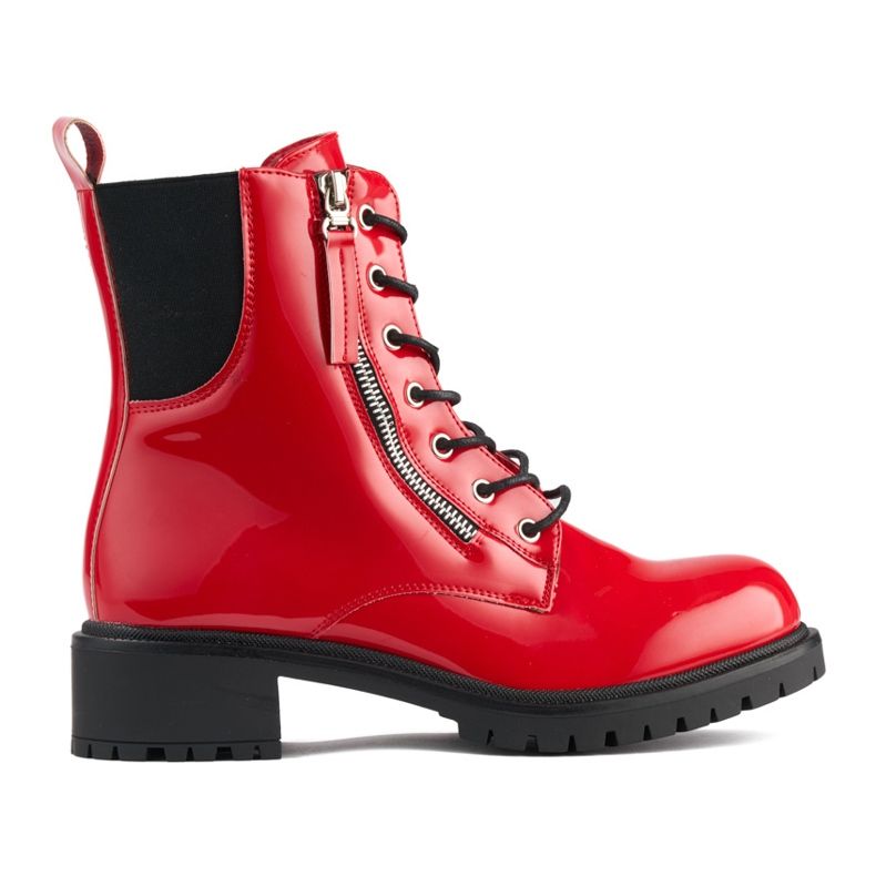 Bottes de travail en cuir verni rouge