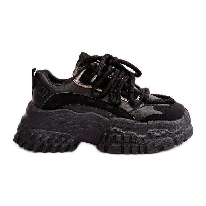 Baskets pour femmes à semelle massive, noires Nevela le noir
