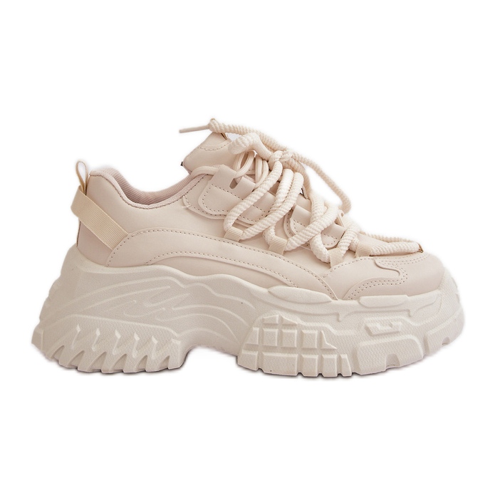 Baskets beige clair pour femmes sur semelle épaisse Nevela Baskets beige clair pour femmes sur semelle épaisse Nevela