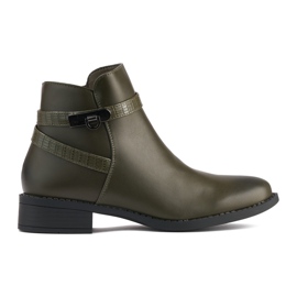 Bottines à talons bas pour femme vert foncé