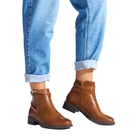 Bottines à talons bas pour femme marron brun