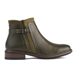 Bottines à talons bas pour femme vertes