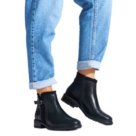 Bottines noires à talons bas pour femme