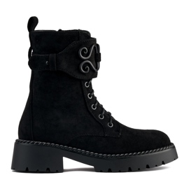 Bottines workwear femme en daim noir