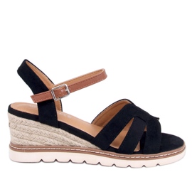 Rosco Sandales espadrilles compensées noires le noir