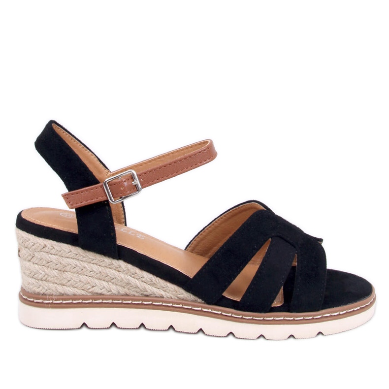 Rosco Sandales espadrilles compensées noires le noir