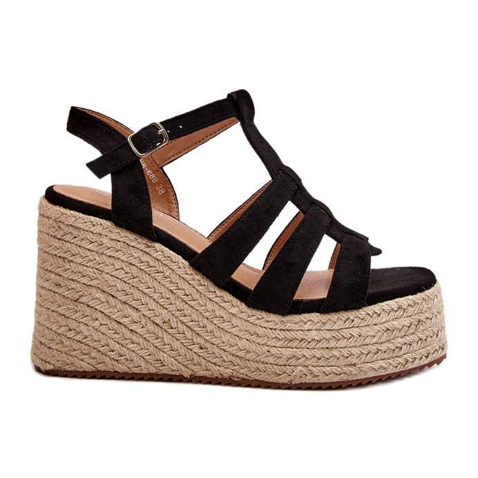 Sandales féminines Espadrilles pour coin avec une tresse noire le noir Sandales féminines Espadrilles pour coin avec une tresse noire le noir