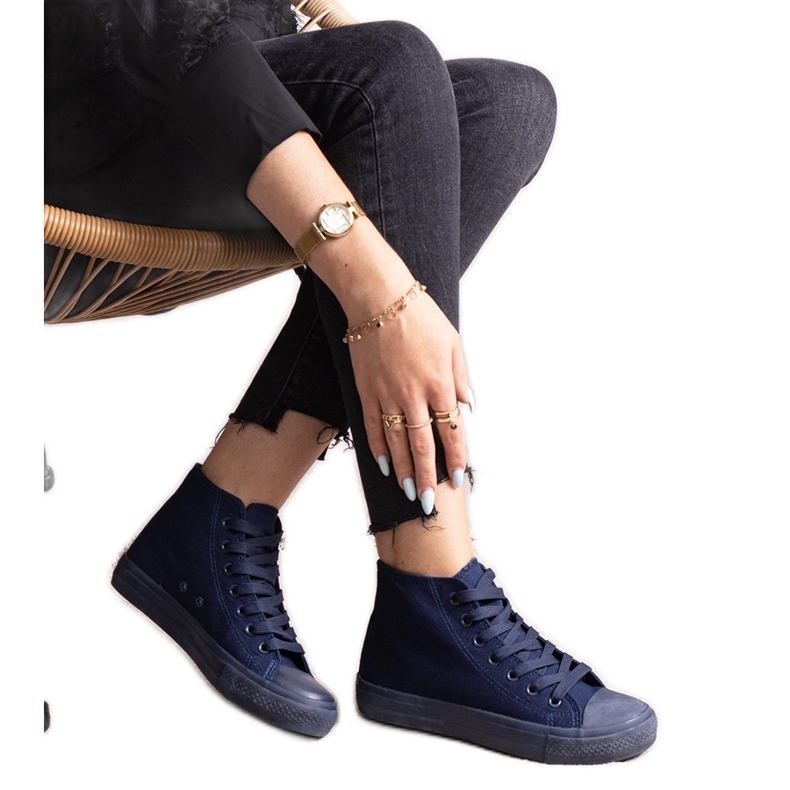 Baskets montantes bleu marine par Raffie