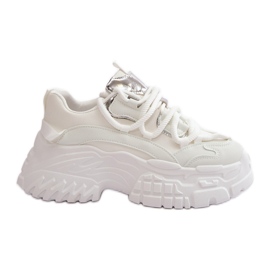 Baskets pour femmes à semelle massive, blanches Nevela