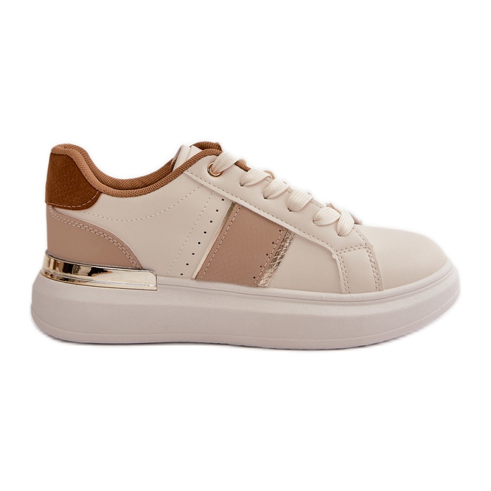 Baskets à plateforme à la mode pour femmes en cuir écologique, marron Nevisase beige