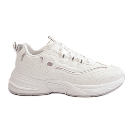 Chaussures de Sport Baskets en Cuir Eco Blanc Verilisse