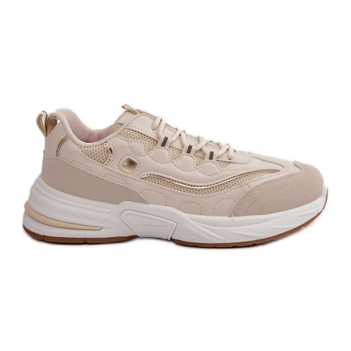 Chaussures de Sport Baskets en Cuir Eco Beige Verilisse