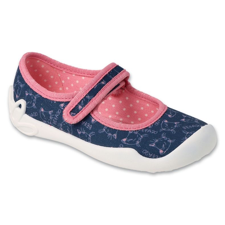 Befado chaussons enfant avec Velcro 114X533 bleu marine/rose
