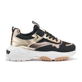 Baskets noires et dorées à semelle épaisse