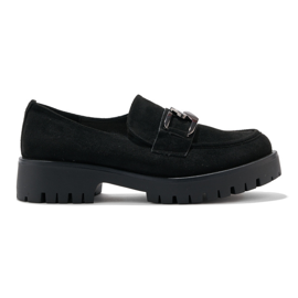 Mocassins femme en daim noir