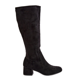 Cuissardes Femme En Daim Eco Avec Fermeture Éclair Noir Elitara le noir