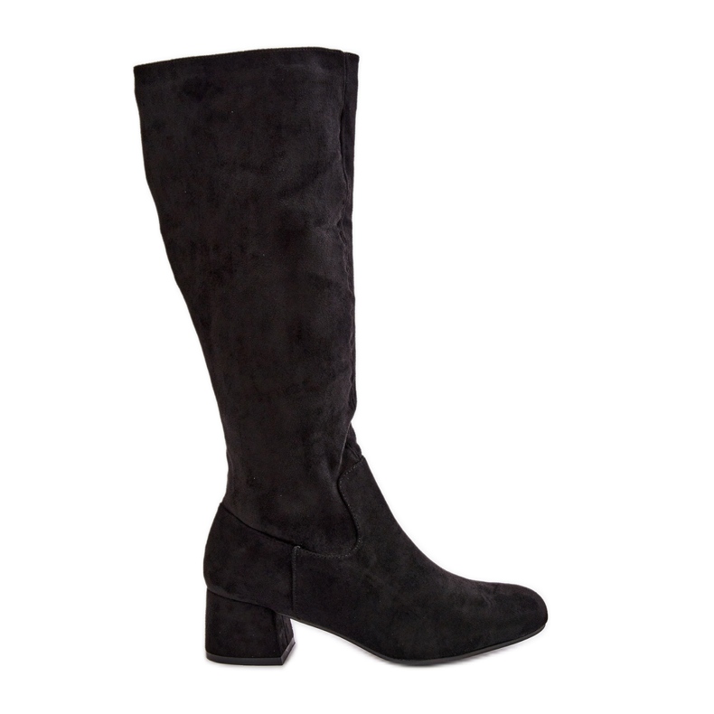 Cuissardes Femme En Daim Eco Avec Fermeture Éclair Noir Elitara le noir