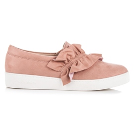 Vices Slipons en daim avec volant rose