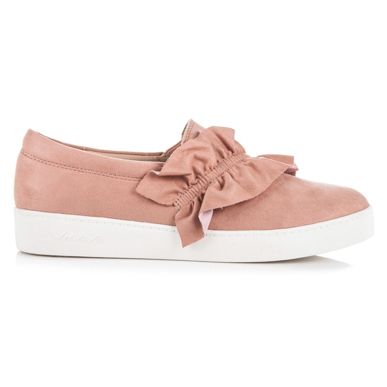 Vices Slipons en daim avec volant rose