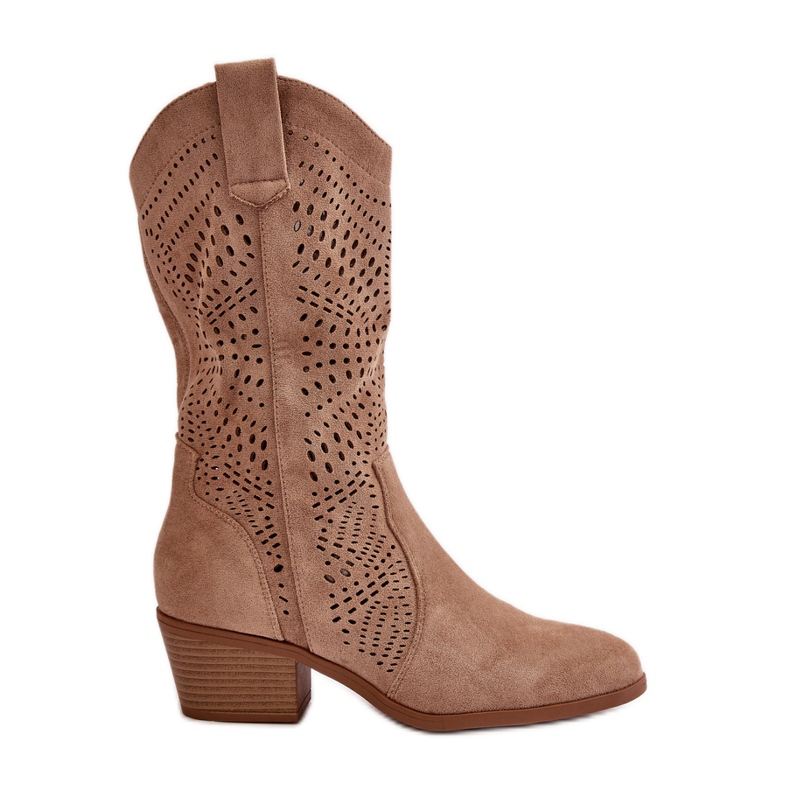 Bottines Cowboy Ajourées à Talons Hauts pour Femme, Marron Iceda brun