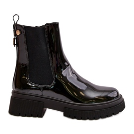 Bottines Vernies Avec Fermeture Éclair, Isolées Noir Groesta