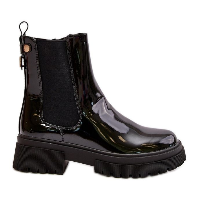 Bottines Vernies Avec Fermeture Éclair, Isolées Noir Groesta le noir