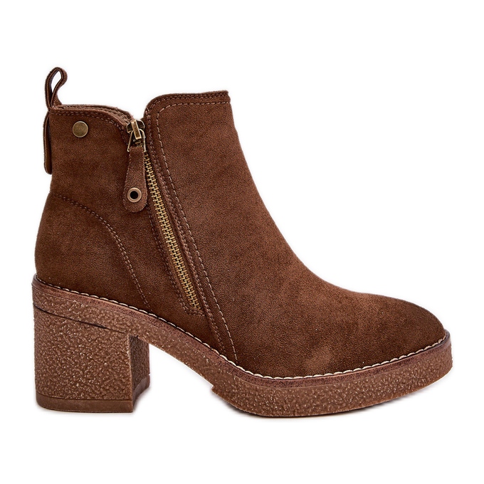 Bottines isolées pour femmes en suède écologique, Velarilla marron foncé brun