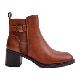 Bottines Isolées Pour Femme À Talon Haut Avec Boucle Camel Nevillira brun