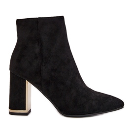 Bottines à talons hauts pour femmes, fermées par une fermeture éclair, isolées, en suède écologique, noires Mevair