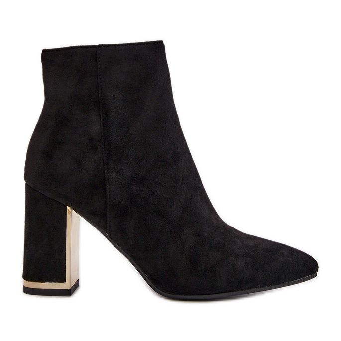 Bottines à talons hauts pour femmes, fermées par une fermeture éclair, isolées, en suède écologique, noires Mevair le noir