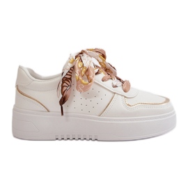 Baskets à plateforme avec laçage décoratif pour femme, blanc Mistra blanche Baskets à plateforme avec laçage décoratif pour femme, blanc Mistra blanche