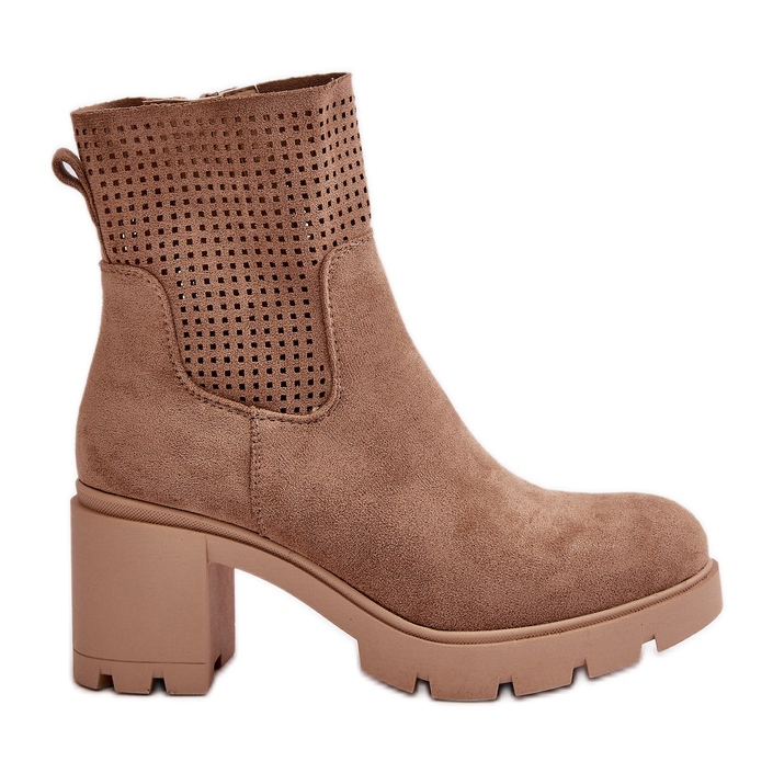 Jezzi Bottines à talons hauts pour femme fermées par une fermeture éclair, Rashmi en suède écologique beige Jezzi Bottines à talons hauts pour femme fermées par une fermeture éclair, Rashmi en suède écologique beige